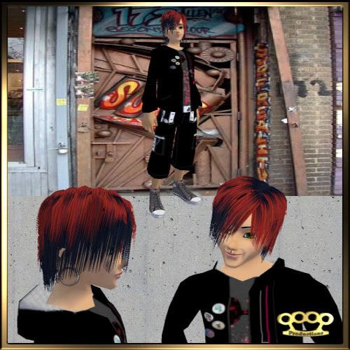 BK EMO Boy Red&Black Hair