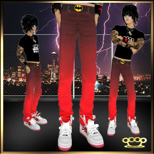 BK EMO Jeans Faded Red)