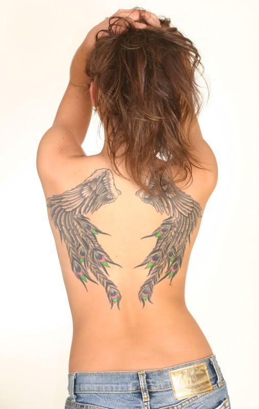 angel wing tattoos on back. angel wing