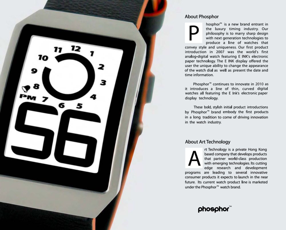 PHOSPHOR ? - DH05 - Digital Hour - E. Ink - Black IP Case RB orange