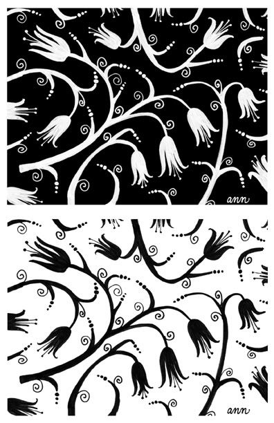 Designs Of Flowers In Black And White. Printed on white cardstock and
