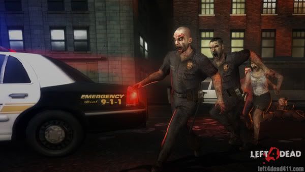 Left 4 Dead Wallpaper - Infected policemen on the streets of Hospital