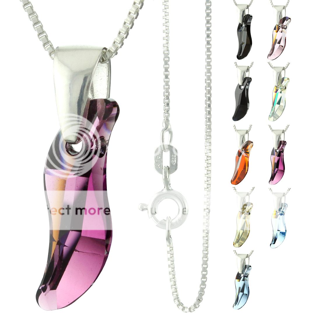 925 Sterling Silver Faceted Wave Amethyst Crystal Pendant Necklace
