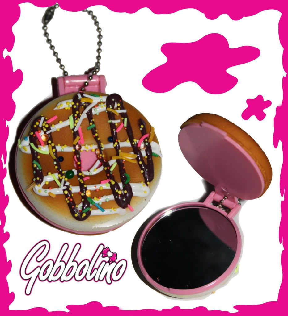 DONUT SPRINKLE YUMMY COMPACT MIRROR KEY CHAIN ♥ KAWAII KITCH 